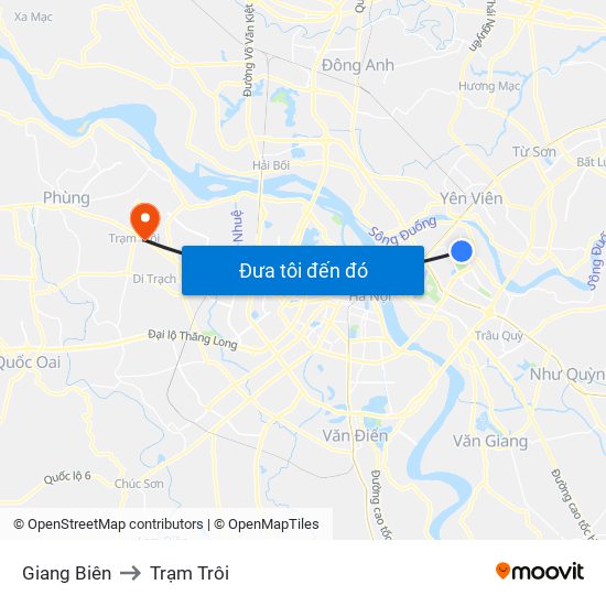 Giang Biên to Trạm Trôi map