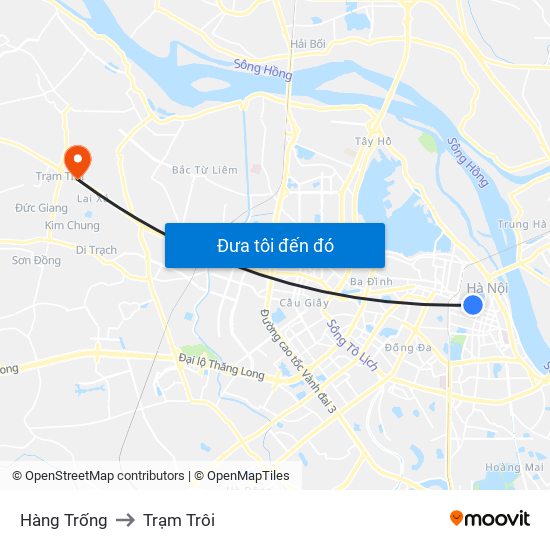 Hàng Trống to Trạm Trôi map