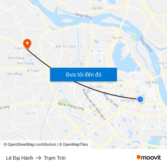 Lê Đại Hành to Trạm Trôi map