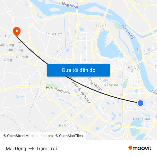 Mai Động to Trạm Trôi map