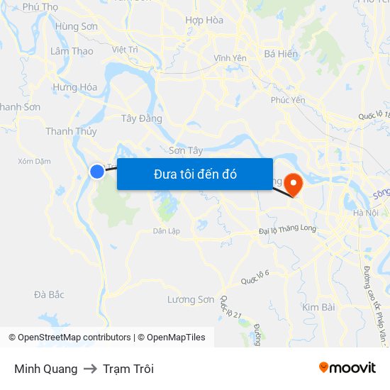 Minh Quang to Trạm Trôi map