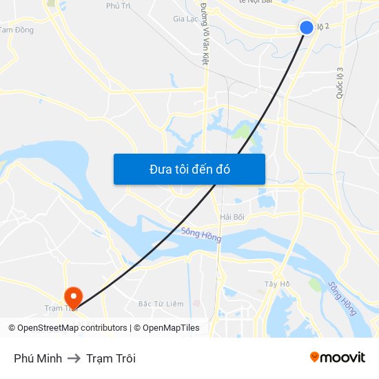 Phú Minh to Trạm Trôi map