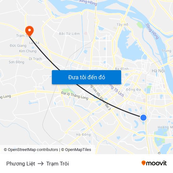 Phương Liệt to Trạm Trôi map