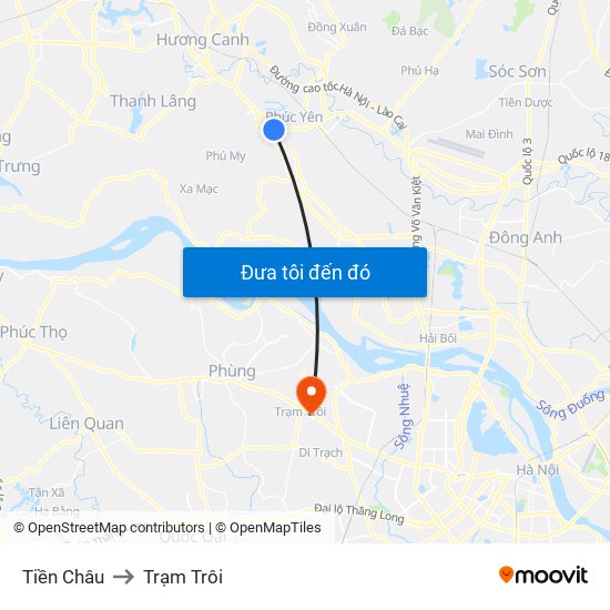 Tiền Châu to Trạm Trôi map