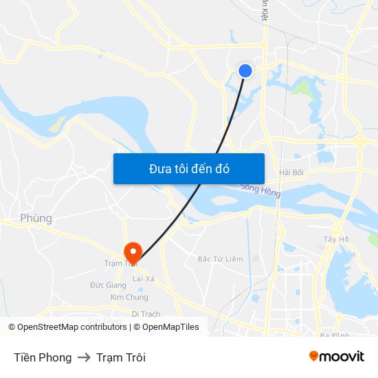 Tiền Phong to Trạm Trôi map