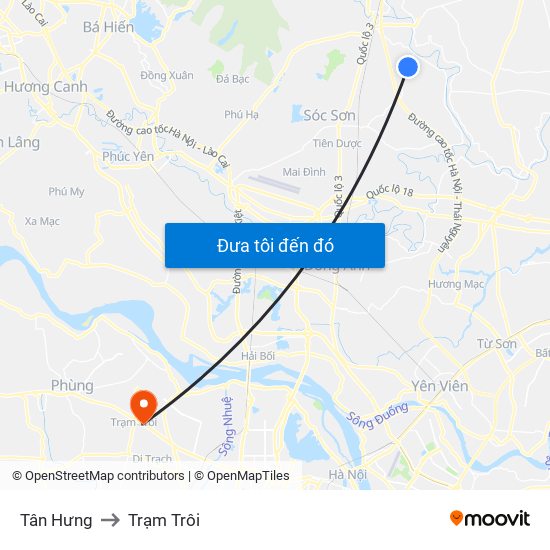 Tân Hưng to Trạm Trôi map