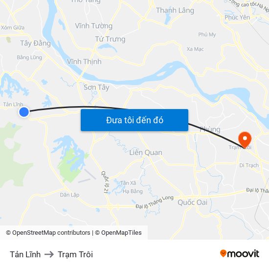 Tản Lĩnh to Trạm Trôi map