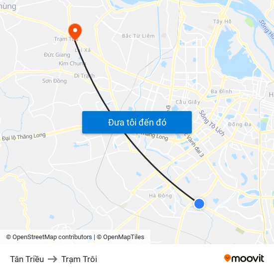 Tân Triều to Trạm Trôi map