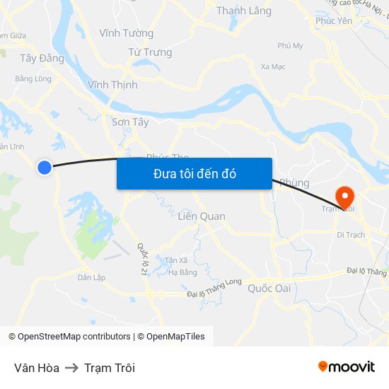 Vân Hòa to Trạm Trôi map