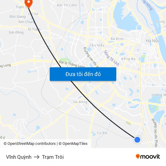 Vĩnh Quỳnh to Trạm Trôi map