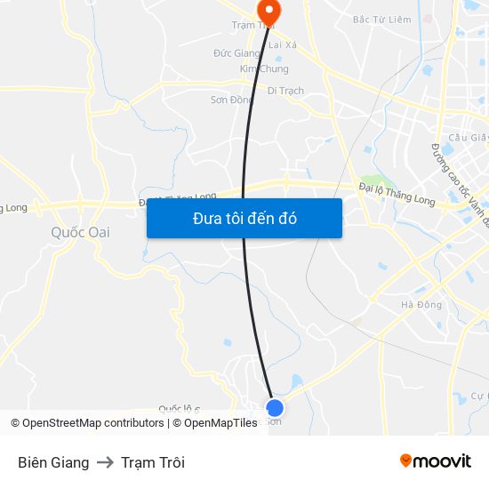 Biên Giang to Trạm Trôi map