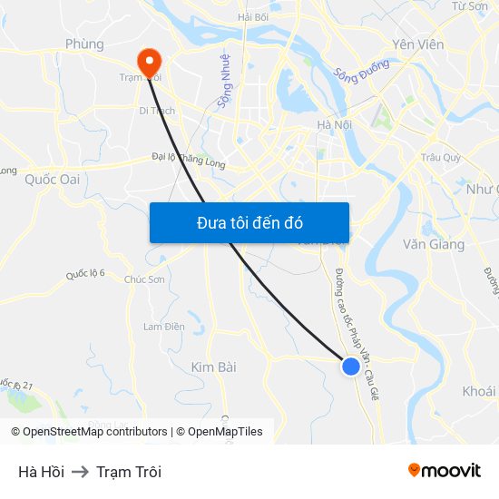 Hà Hồi to Trạm Trôi map