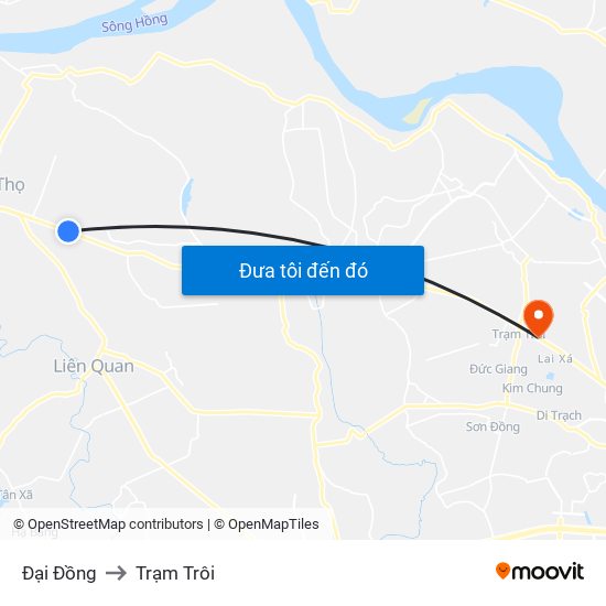 Đại Đồng to Trạm Trôi map