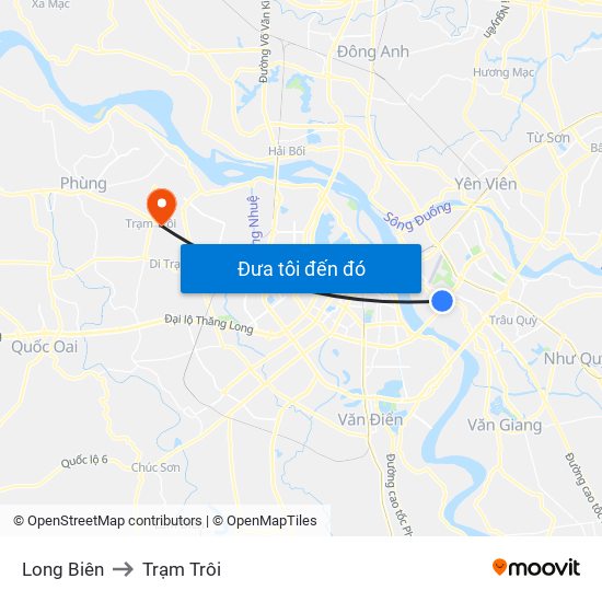 Long Biên to Trạm Trôi map
