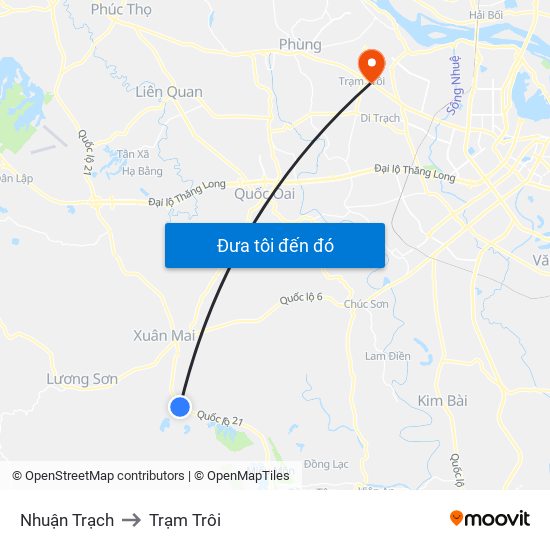 Nhuận Trạch to Trạm Trôi map