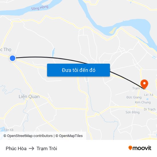 Phúc Hòa to Trạm Trôi map