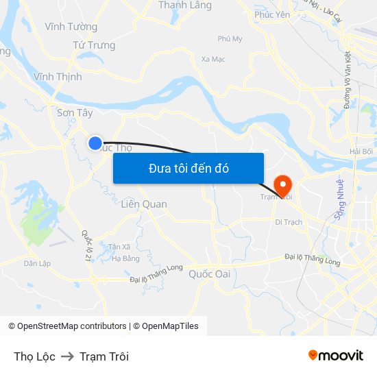 Thọ Lộc to Trạm Trôi map