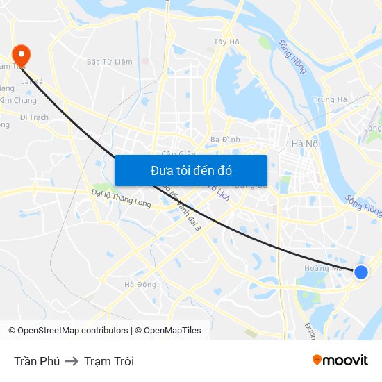 Trần Phú to Trạm Trôi map