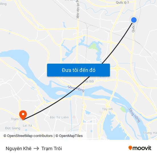 Nguyên Khê to Trạm Trôi map