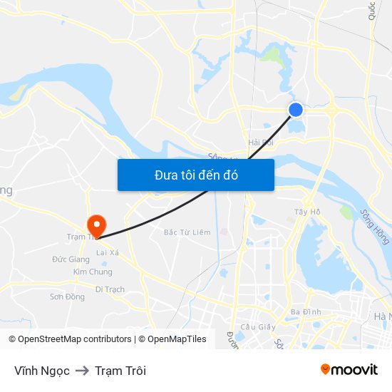 Vĩnh Ngọc to Trạm Trôi map