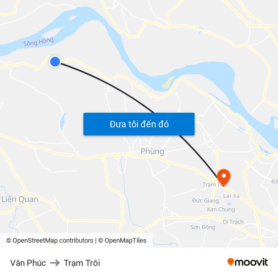 Vân Phúc to Trạm Trôi map