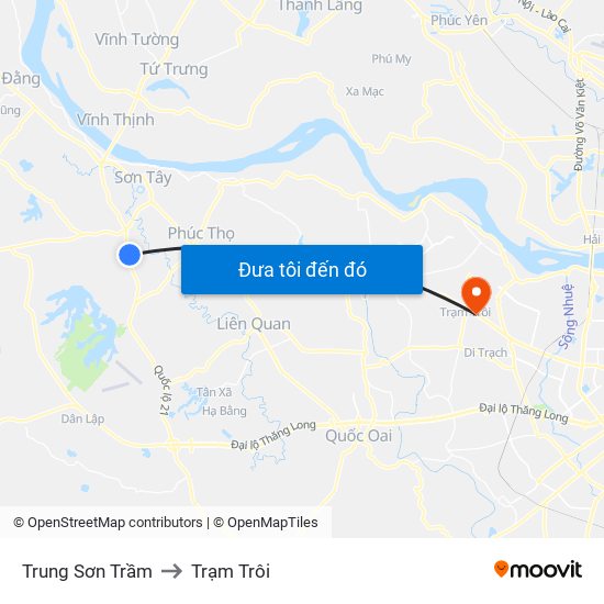 Trung Sơn Trầm to Trạm Trôi map