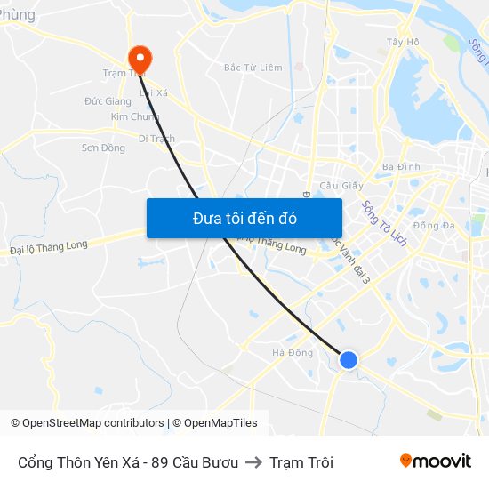Cổng Thôn Yên Xá - 89 Cầu Bươu to Trạm Trôi map