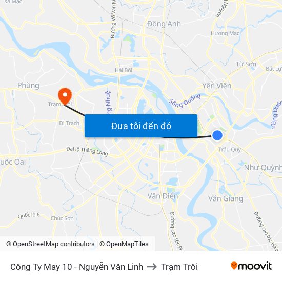 Công Ty May 10 - Nguyễn Văn Linh to Trạm Trôi map
