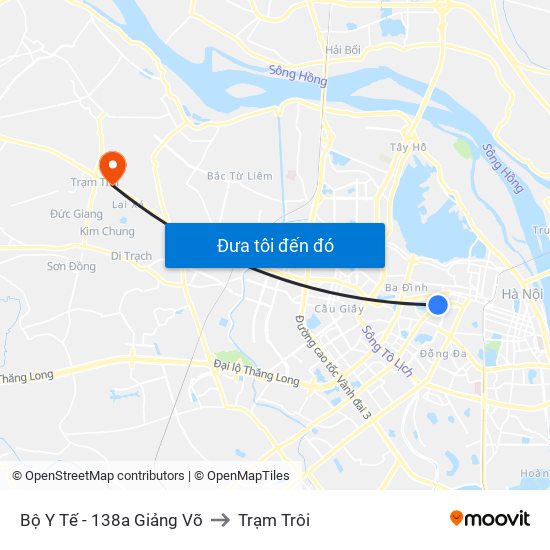 Bộ Y Tế - 138a Giảng Võ to Trạm Trôi map