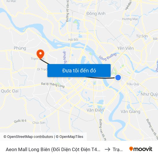 Aeon Mall Long Biên (Đối Diện Cột Điện T4a/2a-B Đường Cổ Linh) to Trạm Trôi map