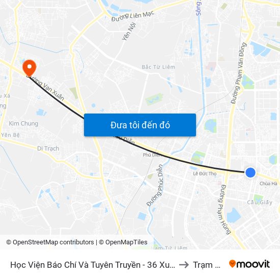 Học Viện Báo Chí Và Tuyên Truyền - 36 Xuân Thủy to Trạm Trôi map