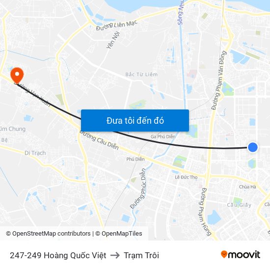 247-249 Hoàng Quốc Việt to Trạm Trôi map