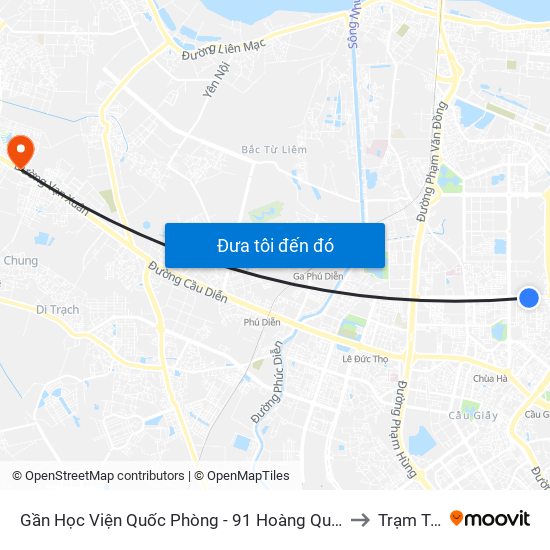 Gần Học Viện Quốc Phòng - 91 Hoàng Quốc Việt to Trạm Trôi map