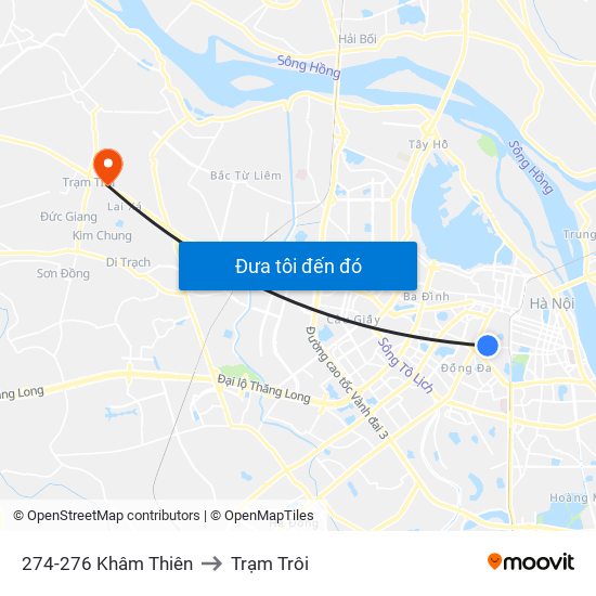 274-276 Khâm Thiên to Trạm Trôi map