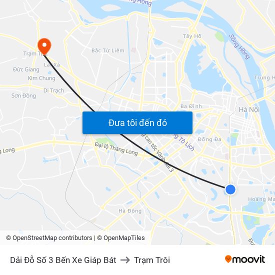 Dải Đỗ Số 3 Bến Xe Giáp Bát to Trạm Trôi map