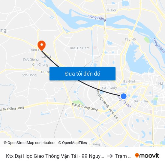 Ktx Đại Học Giao Thông Vận Tải - 99 Nguyễn Chí Thanh to Trạm Trôi map