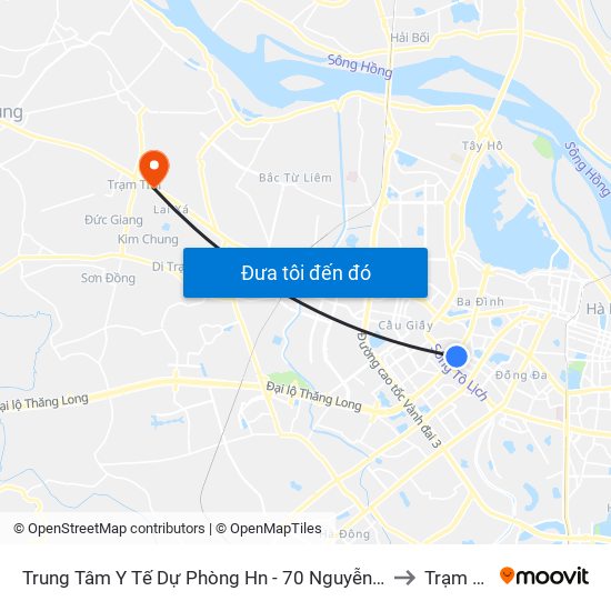 Trung Tâm Y Tế Dự Phòng Hn - 70 Nguyễn Chí Thanh to Trạm Trôi map