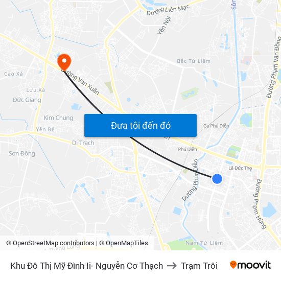 Khu Đô Thị Mỹ Đình Ii- Nguyễn Cơ Thạch to Trạm Trôi map