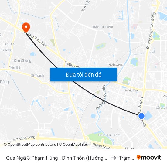 Qua Ngã 3 Phạm Hùng - Đình Thôn (Hướng Đi Phạm Văn Đồng) to Trạm Trôi map