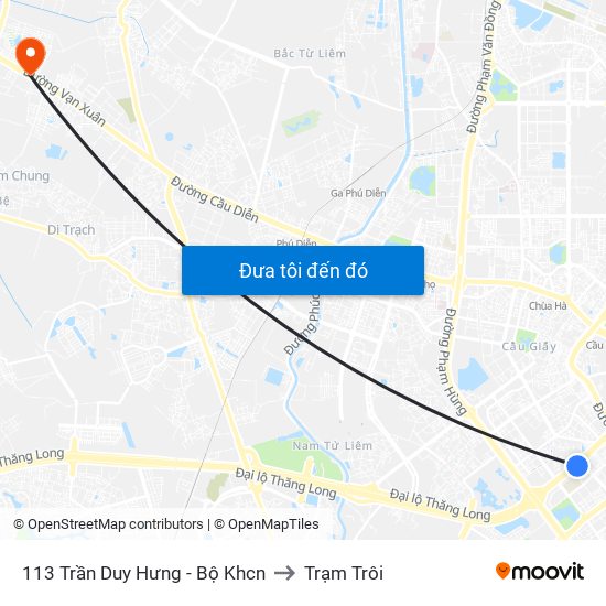 113 Trần Duy Hưng - Bộ Khcn to Trạm Trôi map