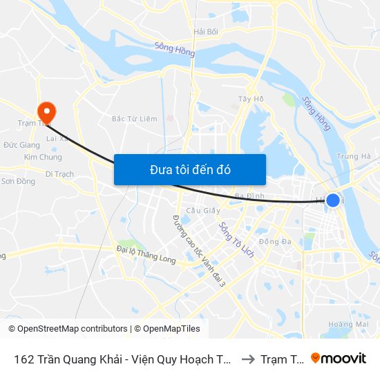 162 Trần Quang Khải - Viện Quy Hoạch Thủy Lợi to Trạm Trôi map