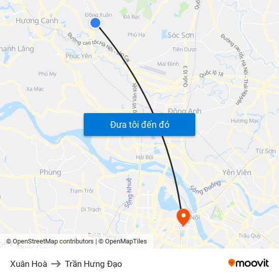 Xuân Hoà to Trần Hưng Đạo map