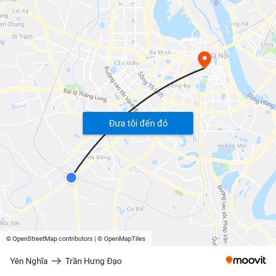 Yên Nghĩa to Trần Hưng Đạo map