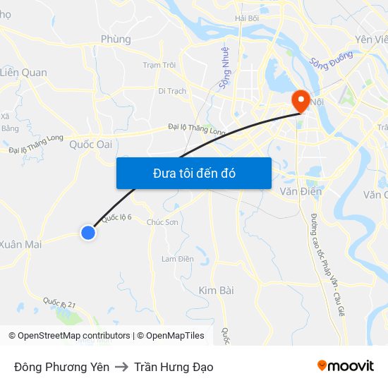 Đông Phương Yên to Trần Hưng Đạo map