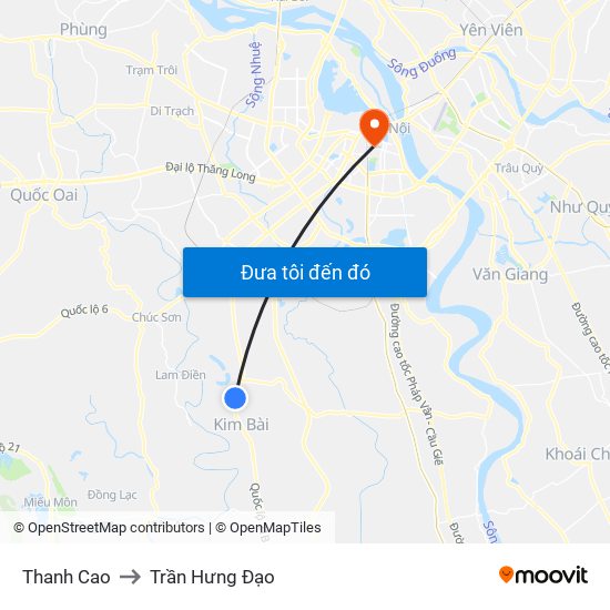 Thanh Cao to Trần Hưng Đạo map