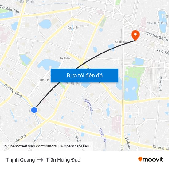 Thịnh Quang to Trần Hưng Đạo map