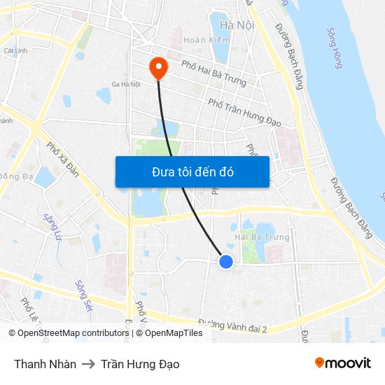 Thanh Nhàn to Trần Hưng Đạo map