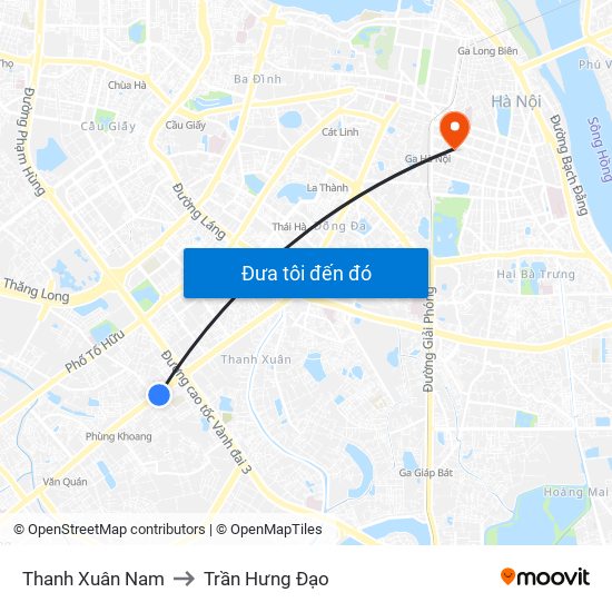 Thanh Xuân Nam to Trần Hưng Đạo map
