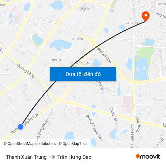 Thanh Xuân Trung to Trần Hưng Đạo map