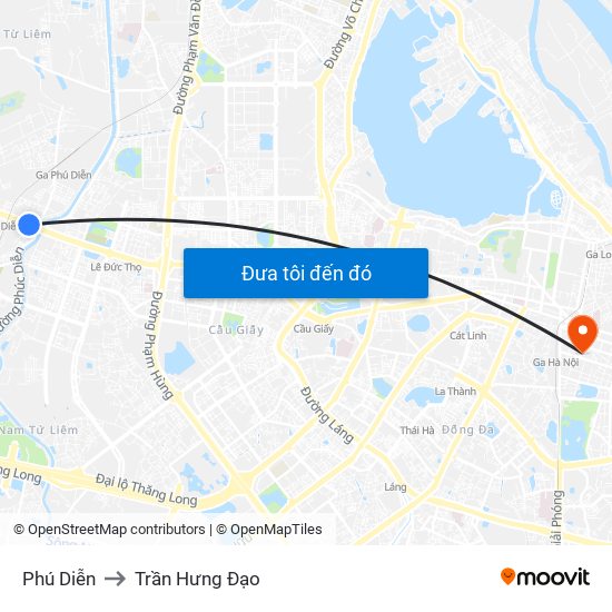 Phú Diễn to Trần Hưng Đạo map